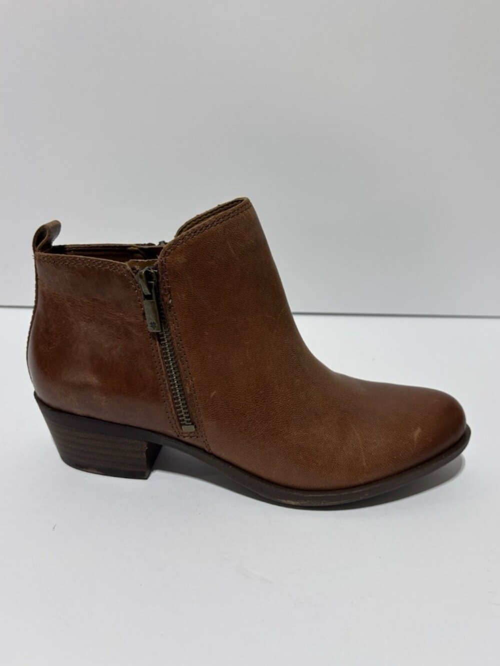 Lucky Brand Women’s Basel Brown Leather Ankle Booties, Size 8 M